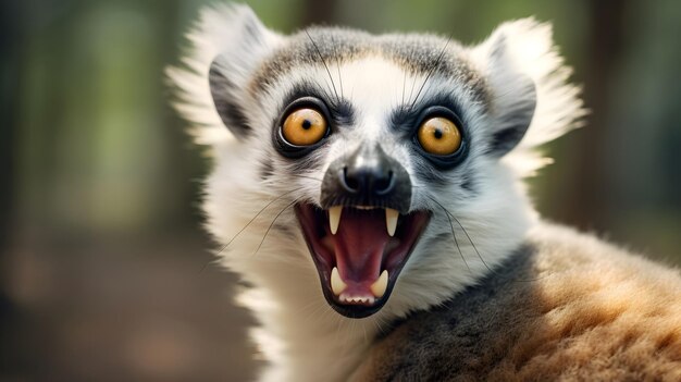 Lémurien riant avec une expression joyeuse