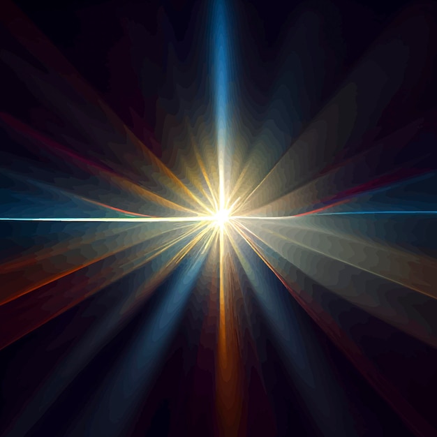 Lens flare lumière sur fond noir Lens flare avec une lumière vive isolé avec un fond noir