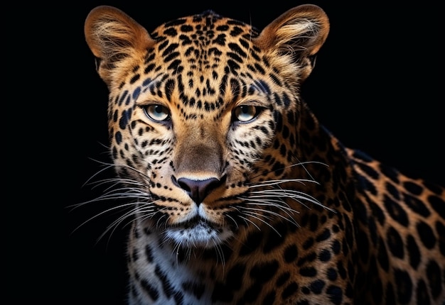 Un léopard sur fond noir