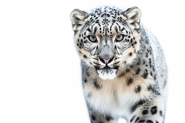 un léopard des neiges qui marche dans la neige