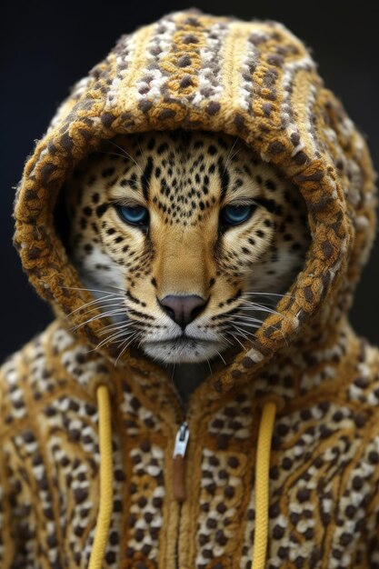 Photo un léopard portant un sweat à capuche