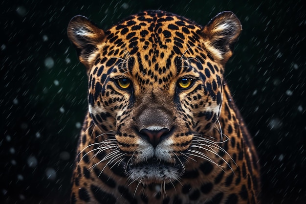 Un léopard sous la pluie