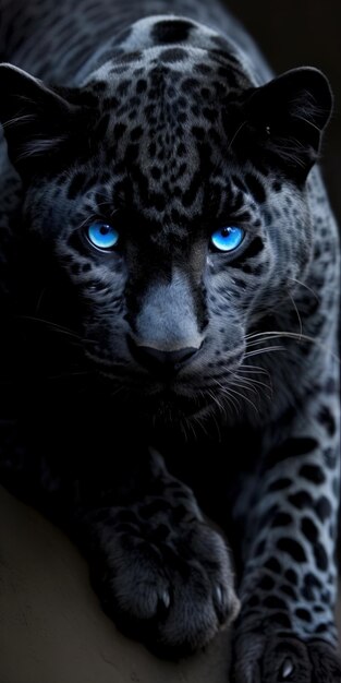 Photo un léopard avec des yeux bleus et un œil bleu