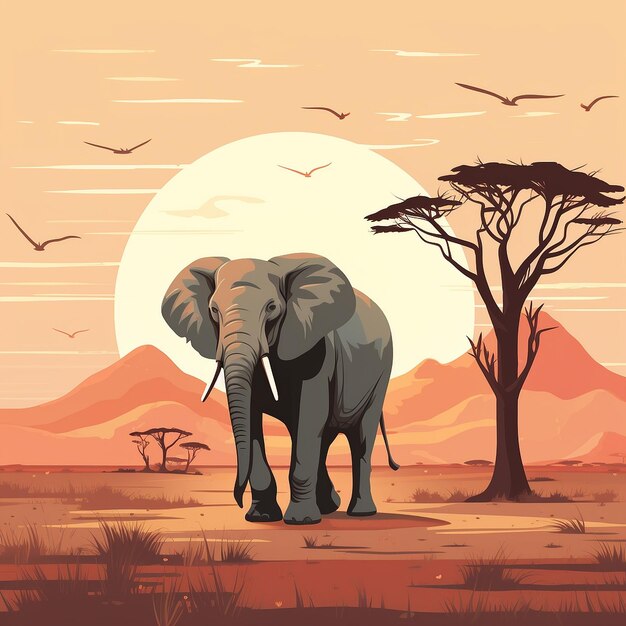 Éléphant dans la savane