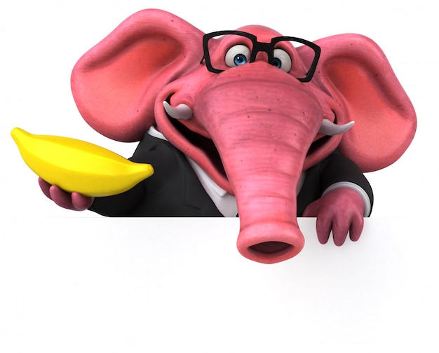 Éléphant rose à la banane