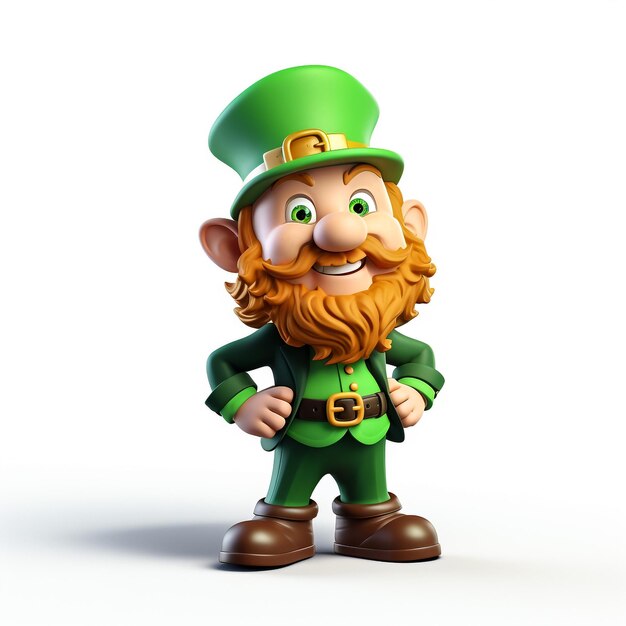 Photo le leprechaun drôle en costume vert et chapeau pointant avec son doigt illustration 3d