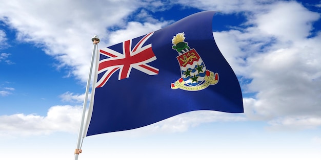 Îles Caïmans waving flag 3D illustration