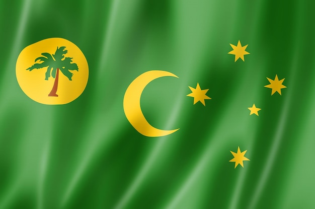 Îles Cocos - Keeling - drapeau du territoire, Australie agitant la collection de bannières. illustration 3D