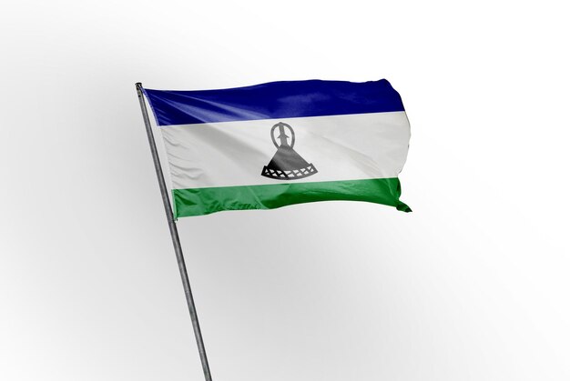 lesotho agitant le drapeau sur une image de fond blanc