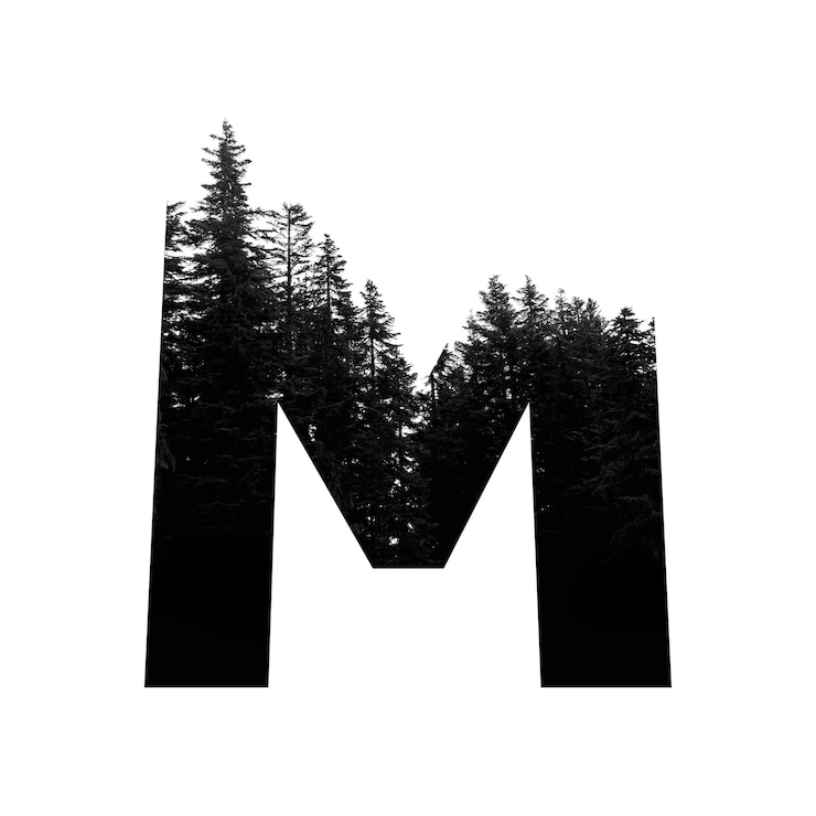 Photo lettrage de police sauvage lettre m hipster aventure en plein air