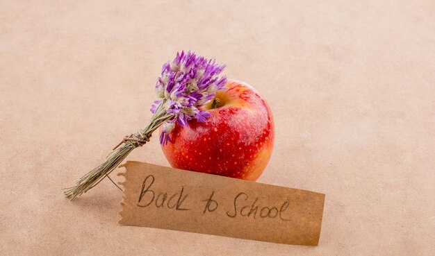 Lettrage de retour à l'école avec bouquet de fleurs