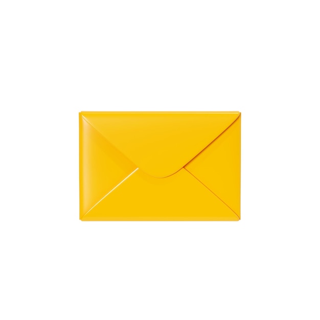 Photo lettre 3d rendu enveloppe jaune fermée isolée sur fond blanc nouvelle notification de courrier ou de message