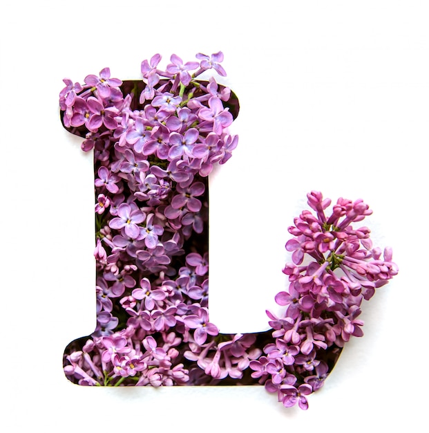 La lettre L de l'alphabet anglais de lilas
