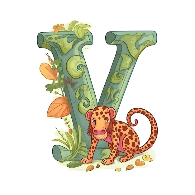 Lettre alphabet y avec illustration de dessin animé vectoriel léopard mignon