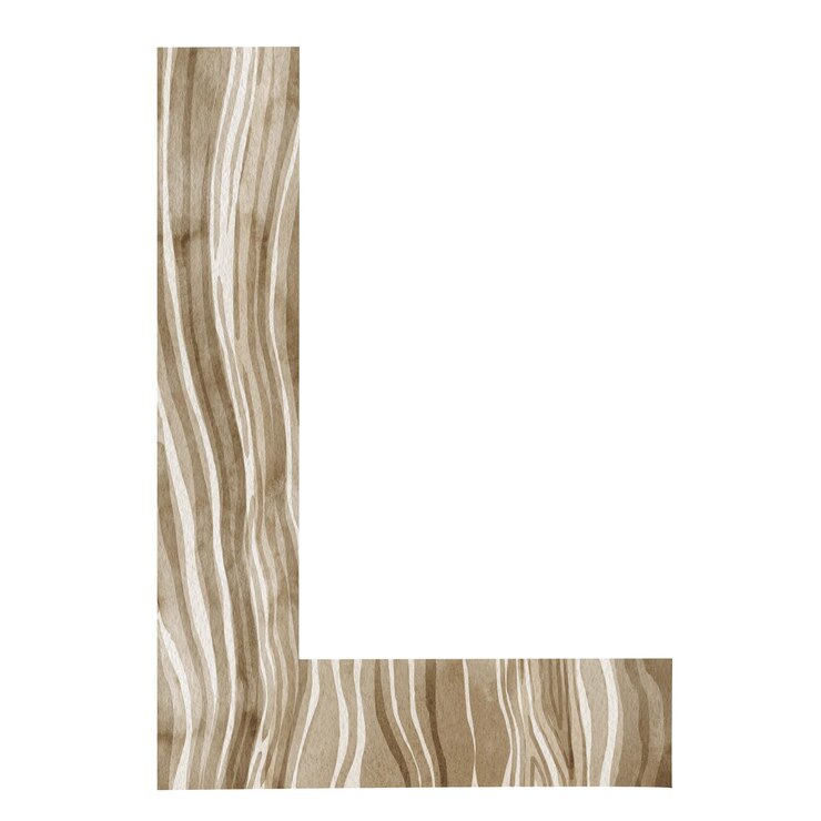Photo l lettre aquarelle alphabet avec texture en bois police naturelle pour les décorations cartes postales invitations