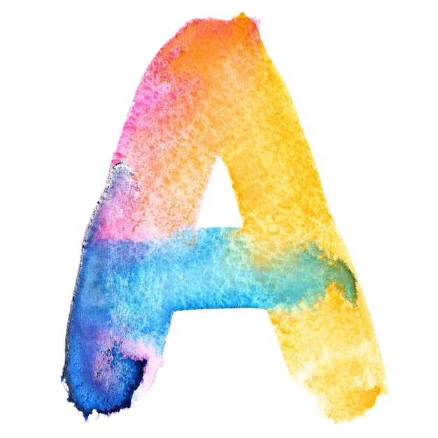 Lettre A - aquarelle colorée abc