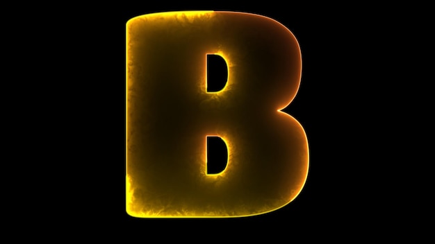 la lettre B de l'alphabet à effet de néon à fond noir