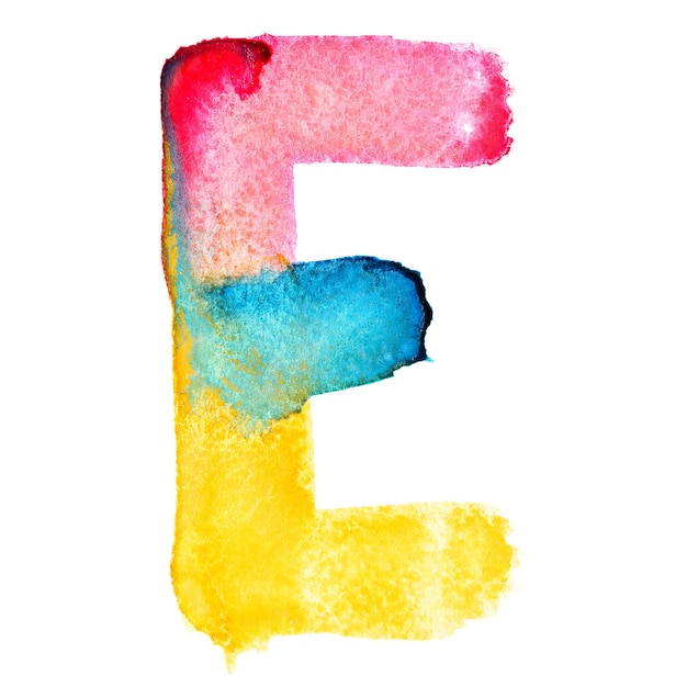 Lettre E - aquarelle colorée abc