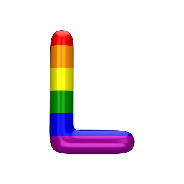 Lettre L gay pride arc-en-ciel drapeau alphabet police LGBT rendu 3D