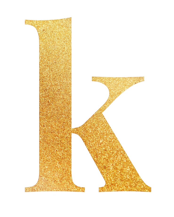 Photo lettre k png alphabet en feuille d'or fond transparent