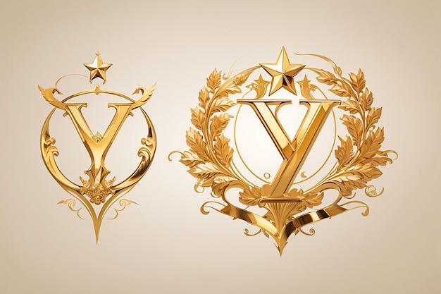 Lettre de luxe et logo étoile d'or royale