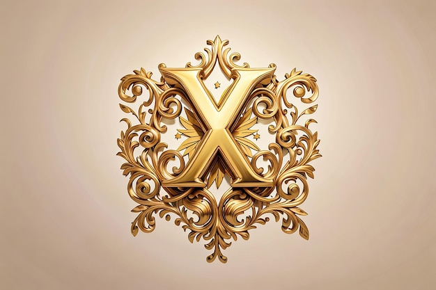 Lettre de luxe x logo étoile d'or royale