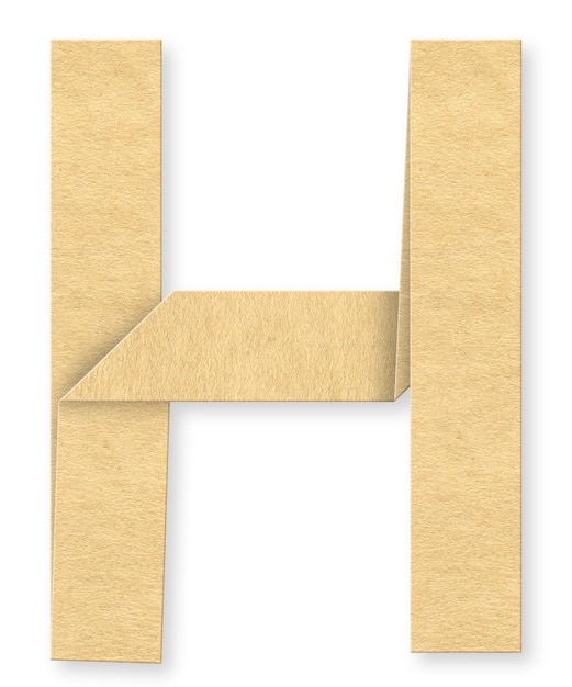 Lettre majuscule H pliée sur papier kraft