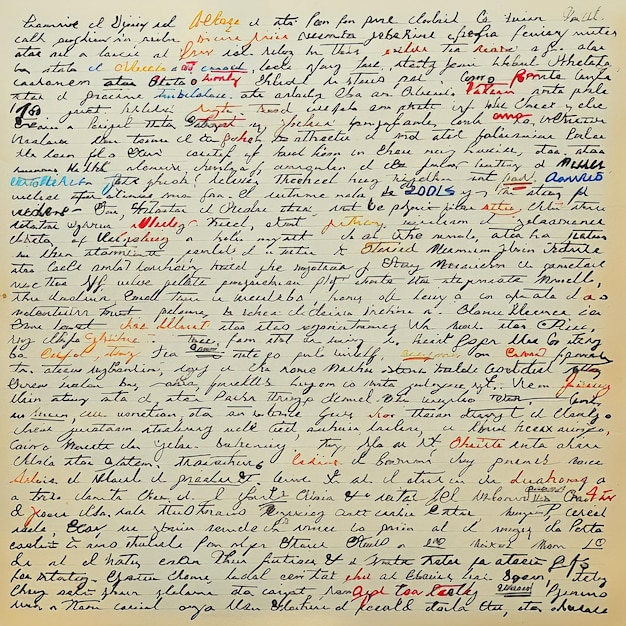 Photo une lettre manuscrite est écrite en rouge blanc et bleu