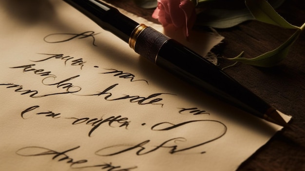 Une lettre manuscrite avec un stylo dessus