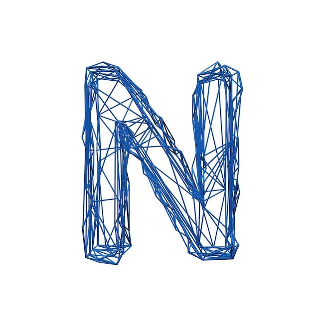 Lettre n wire frame low poly alphabet d rendu