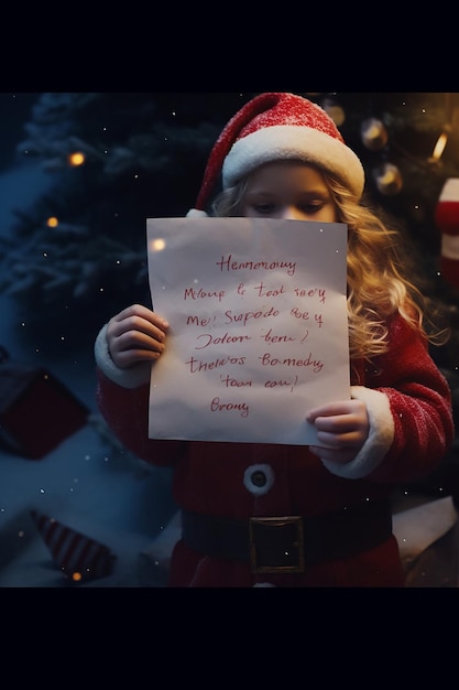 Photo une lettre de noël enfantine faite par soi-même