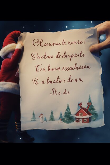 Photo une lettre de noël enfantine faite par soi-même