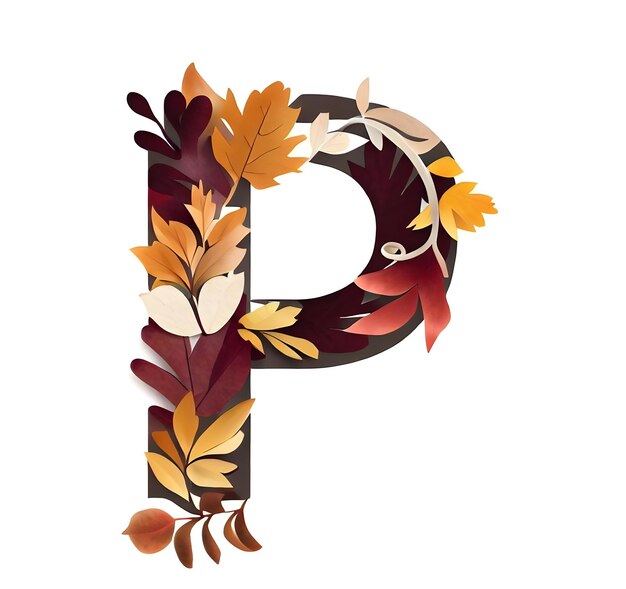 Lettre P de l'alphabet d'automne