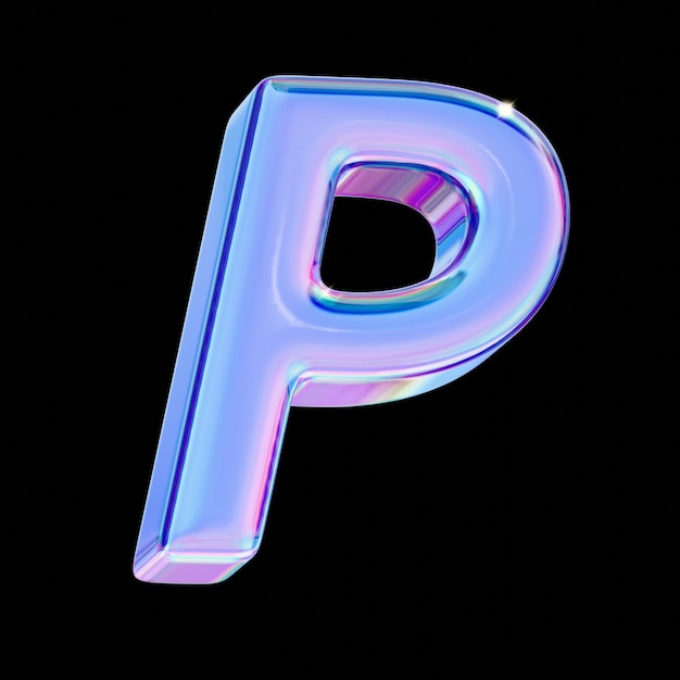 Lettre P dans le style chromatique 3D