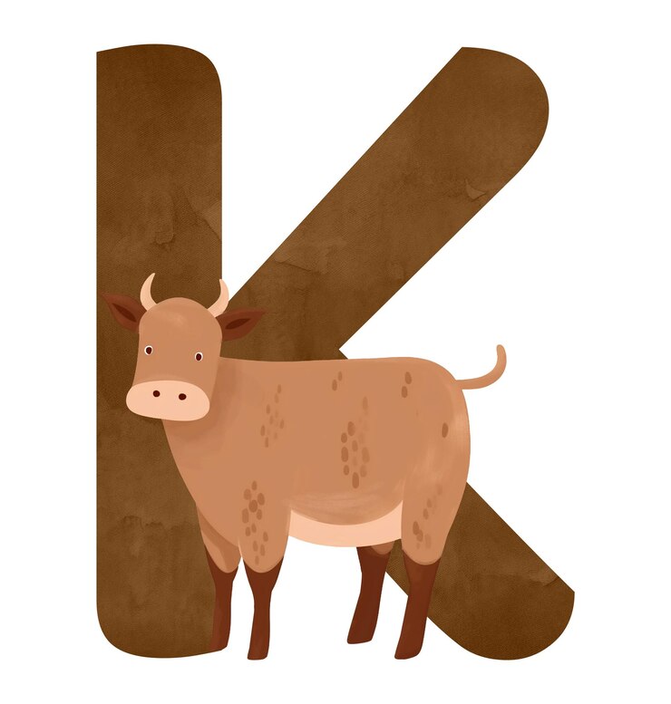 Photo la lettre png k est une police d'animal de ferme mignonne à fond transparent