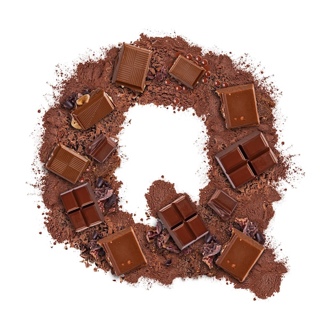 Lettre Q en barre de chocolat
