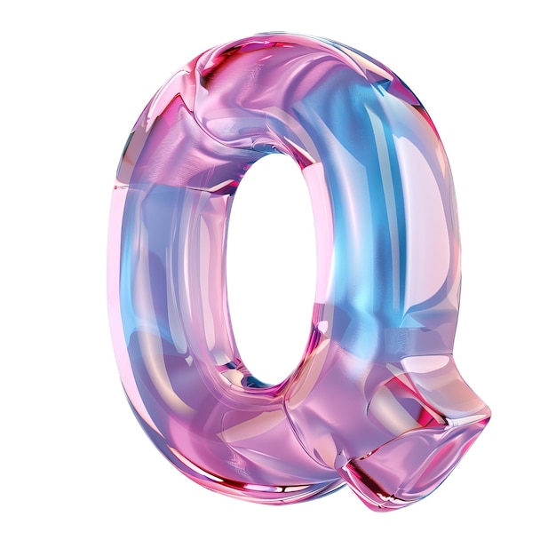 la lettre Q rose et bleue vitreuse pour le logo dans le style du néomorphisme éclairage naturel doux simple et