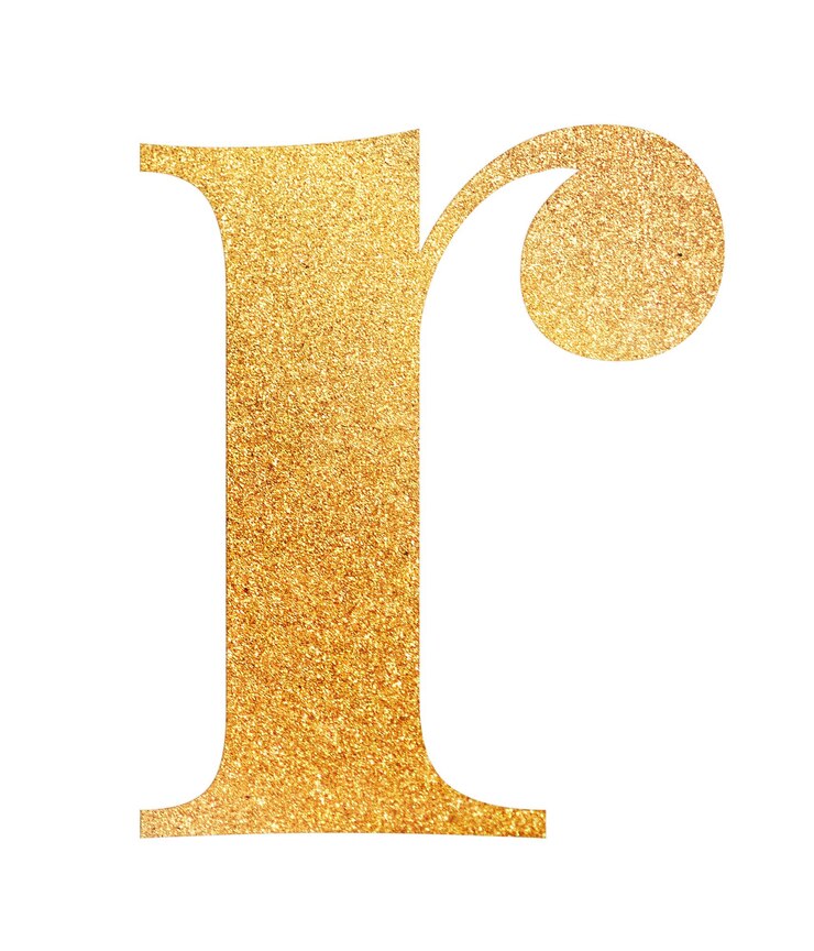 Photo lettre r png alphabet en feuille d'or fond transparent