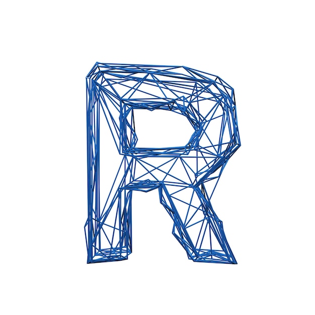 Lettre r wire frame low poly alphabet d rendu