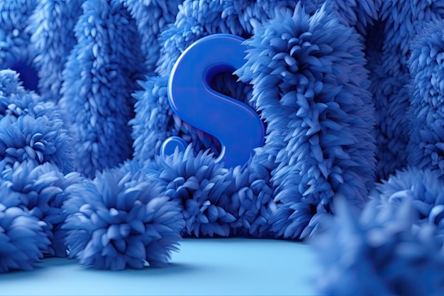La lettre S bleue en fourrure décorative