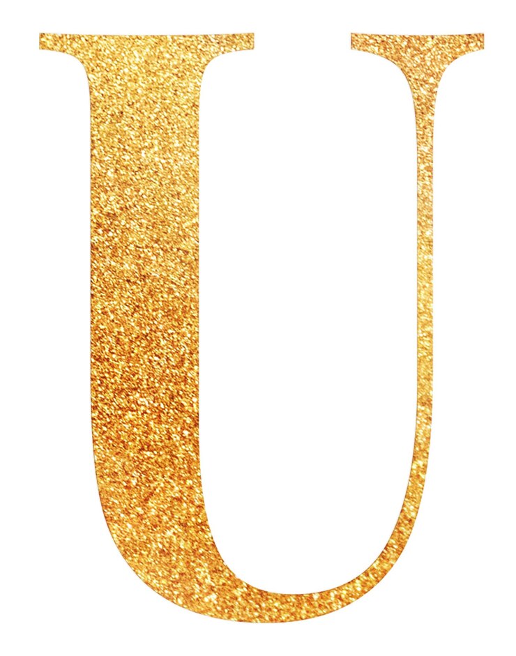 Photo lettre u png alphabet en feuille d'or fond transparent