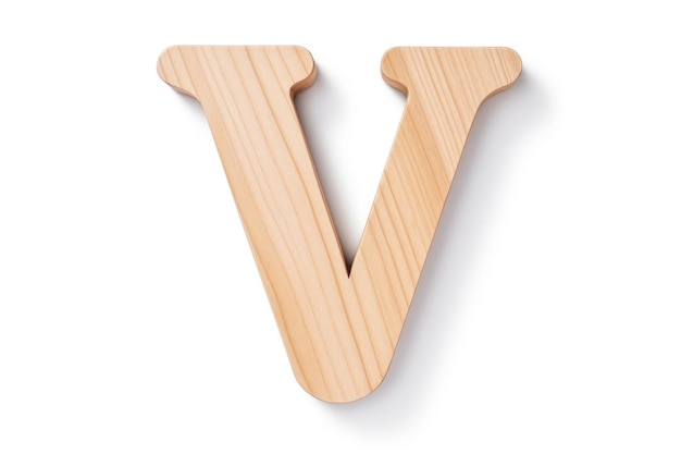 La lettre V de l'alphabet en bois sur fond blanc