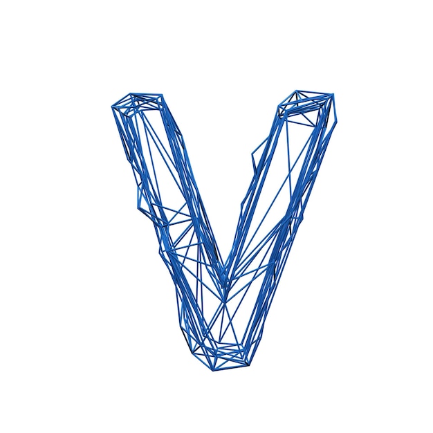 Lettre v wire frame low poly alphabet d rendu