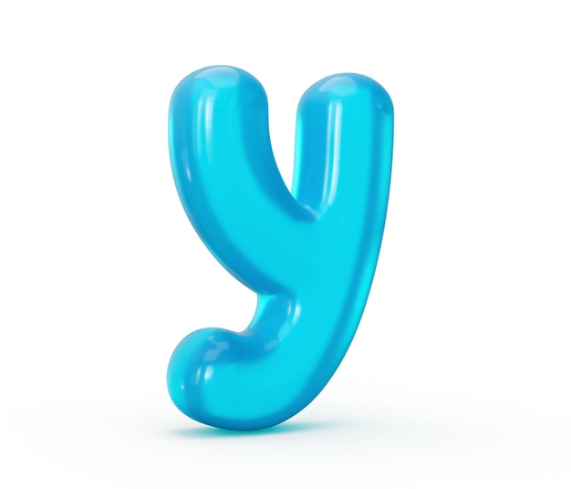 Lettre y faite d'Aqua blue jelly liquide 3d alphabet petites lettres 3d illustration