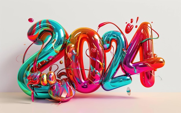 Photo des lettres 3d colorées pour une bonne année 2024