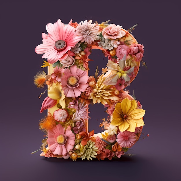 Des lettres de l'alphabet anglais avec de belles fleurs