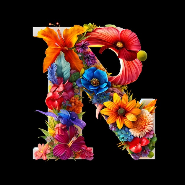 Des lettres de l'alphabet anglais avec de belles fleurs