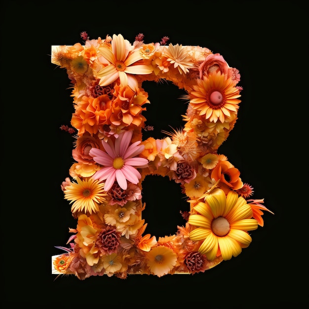 Des lettres de l'alphabet anglais avec de belles fleurs