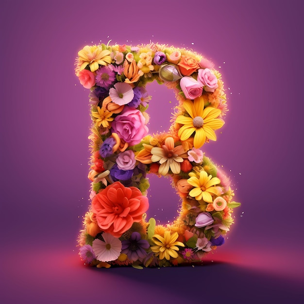 Lettres de l'alphabet anglais avec de belles fleurs