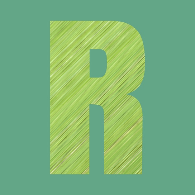 Lettres de l'alphabet de forme R dans un style de motif vert sur fond de couleur vert pastel pour la conception de votre travail.